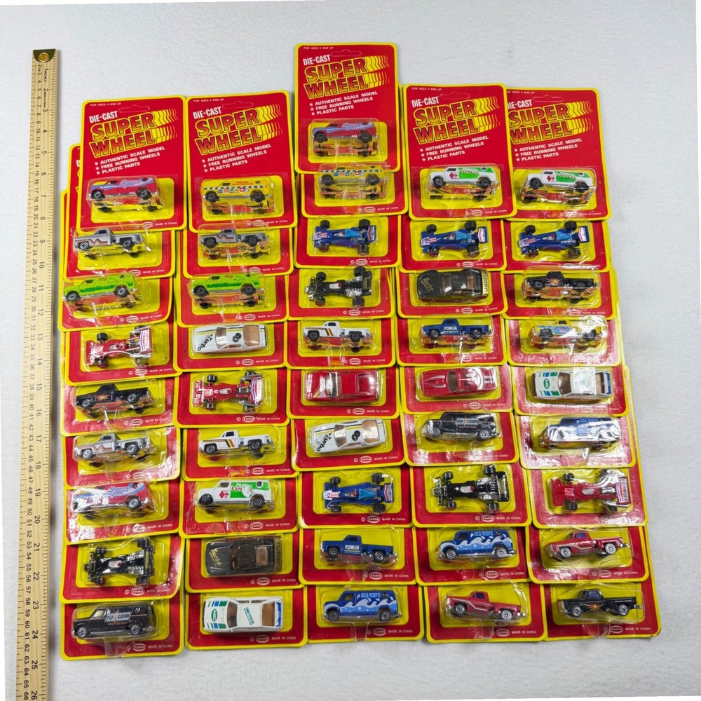 Vintage Soma Die-Cast Super Wheel Toy Car Lot 46pc New Carded Formula Truck Van